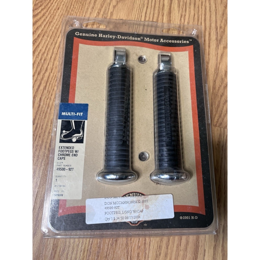 OEM Harley 49500-92T Extended Foot Pegs Rubber Chrome End Caps